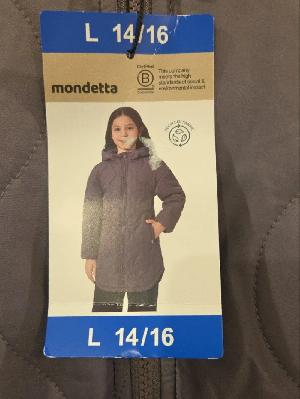 Mondetta Girls Quilted Hooded Puffer Coat - Purple 14/16